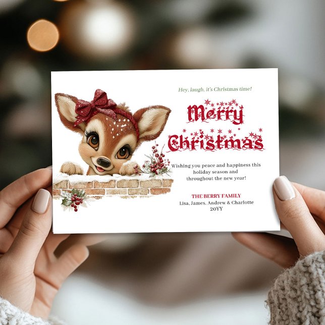 Cartão De Festividades Enchanted Xmas baby reindeer sweet greeting card (Enchanted Xmas baby reindeer sweet greeting card)