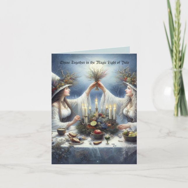 Cartão De Festividades Enchanted Yule Celebration Flat Holiday Card (Frente)