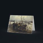 Cartão De Festividades Encontrando o trem<br><div class="desc">Uma pintura do século XIX das pessoas que esperam ao lado de sua carruagem pelo trem.  Belas artes pelo artista polonês Alfred Wierusz Kowalski.</div>