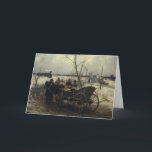 Cartão De Festividades Encontrando o trem<br><div class="desc">Uma pintura do século XIX das pessoas que esperam ao lado de sua carruagem pelo trem.  Belas artes pelo artista polonês Alfred Wierusz Kowalski.</div>