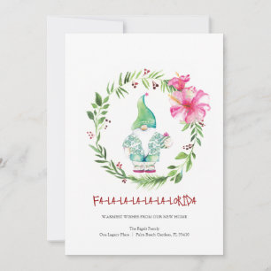 Cartão De Festividades Endereço Novo Feriado de Watercolor Wreath e Gnome