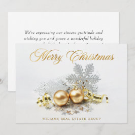 Cartão De Festividades Enfeite de Bolas de Natal Douradas Saudação Corpor