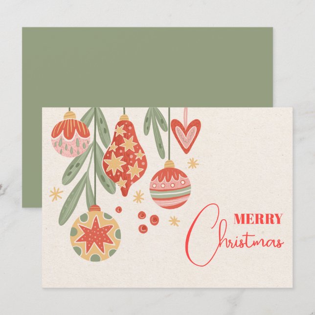Cartão De Festividades enfeite de Natal (Frente/Verso)
