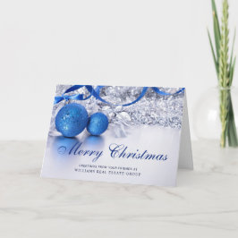 Cartão De Festividades Enfeite De Natal Azul Prata Presente De Boas Vinda