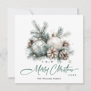 Cartão De Festividades Enfeite de Natal Boho Aquarela Elegante
