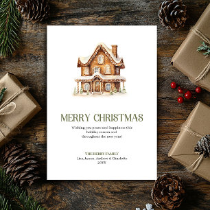 Cartão De Festividades Enfeite de Natal com Letra Elegante Neutro Festa