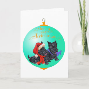 Cartão De Festividades Enfeite de Natal de Terrier Escocês