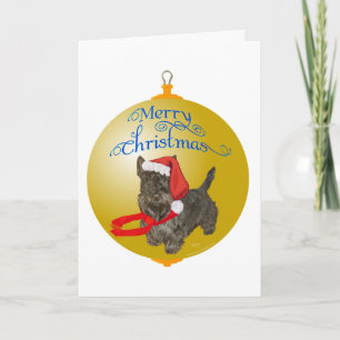 Cartão De Festividades Enfeite de Natal de Terrier Escocês