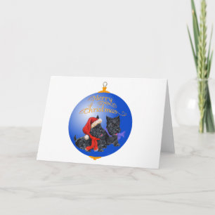 Cartão De Festividades Enfeite de Natal de Terrier Escocês