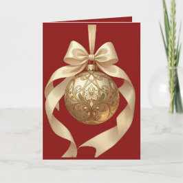 Cartão De Festividades Enfeite de Natal Elegante Bege e Marrom