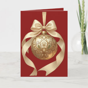 Cartão De Festividades Enfeite de Natal Elegante Bege e Marrom