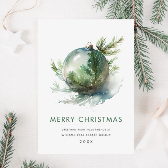 Cartão De Festividades Enfeite de Natal Elegante Saudação Corporativa (Criador carregado)