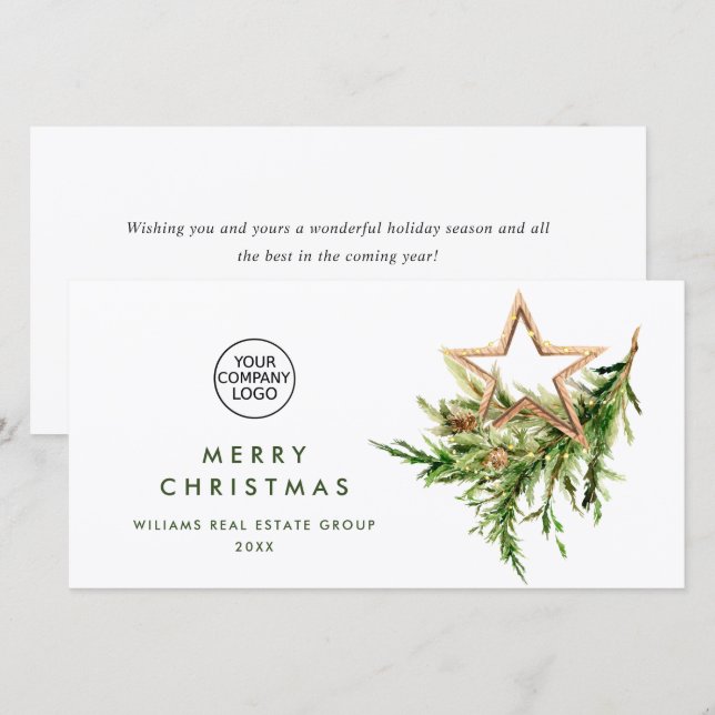 Cartão De Festividades Enfeite de Natal Elegante Saudação Empresarial (Frente/Verso)