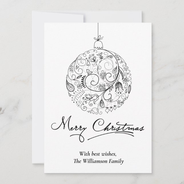 Cartão De Festividades Enfeite de Natal Minimalista (Frente)