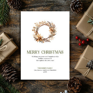 Cartão De Festividades Enfeite de Natal Sofisticado Marfim Dourado Script