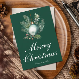 Cartão De Festividades Enfeite de Natal Verde Chic Não Foto