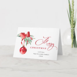 Cartão De Festividades Enfeite Vermelho Elegante Parabéns Natal