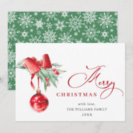 Cartão De Festividades Enfeite Vermelho Elegante Parabéns Natal