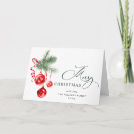 Cartão De Festividades Enfeite Vermelho Elegante Parabéns Natal Feliz