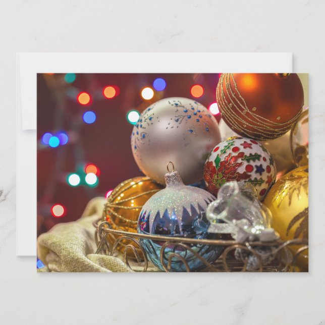 Cartão De Festividades Enfeites Coloridos de Natal  (Frente)