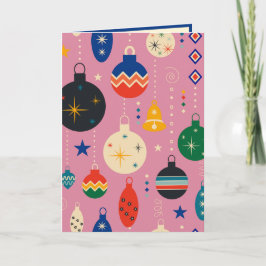 Cartão De Festividades Enfeites Coloridos Personalizados Vintage Retro