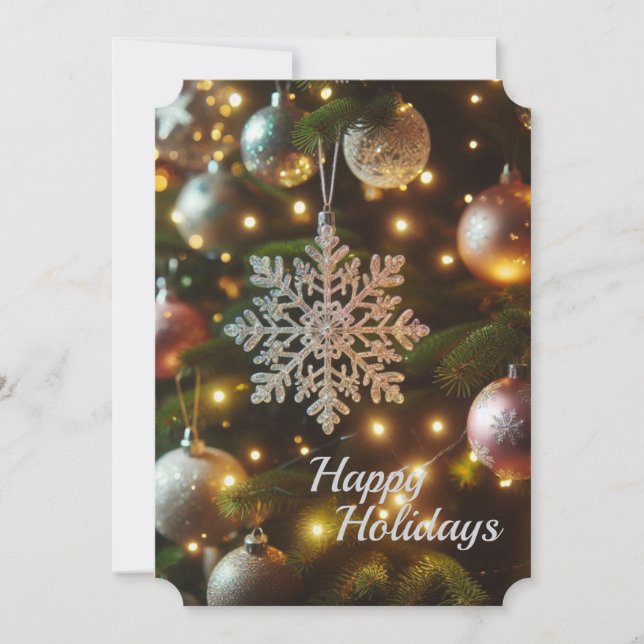 Cartão De Festividades Enfeites de floco de neve prateados para o Natal  (Frente)