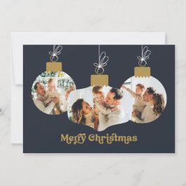 Cartão De Festividades Enfeites de Foto com Fonte Retro de Feliz Natal