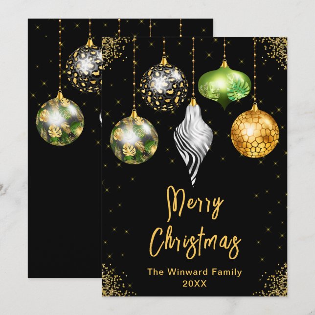 Cartão De Festividades Enfeites de Impressão Safari Feliz Natal (Frente/Verso)