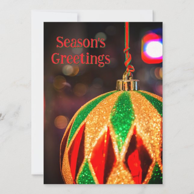 Cartão De Festividades Enfeites de natal com padrão de diamante (Frente)