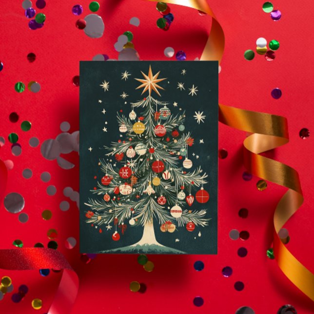 Cartão De Festividades Enfeites de Natal de Árvore de Natal Antigos Estre (Criador carregado)