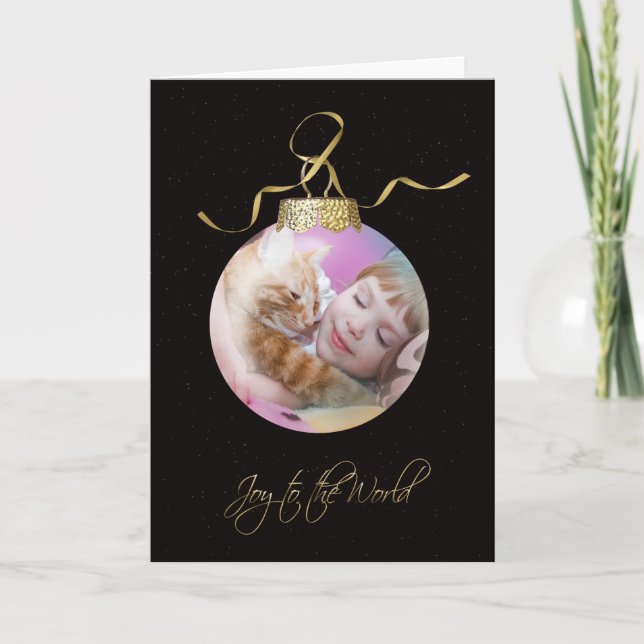 Cartão De Festividades Enfeites de natal de fotos (Frente)