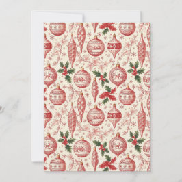 Cartão De Festividades Enfeites de Natal em Toile Vermelho Chinoiserie