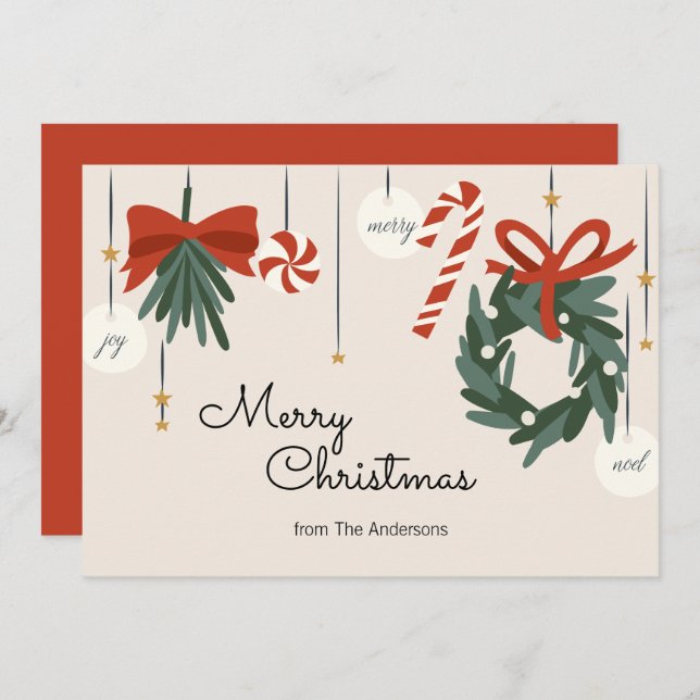 Cartão De Festividades Enfeites de natal Feliz Natal (Frente/Verso)