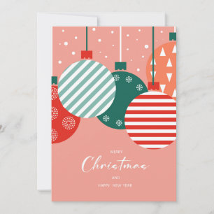 Cartão De Festividades Enfeites de Natal Retro - Charme Clássico de Féria