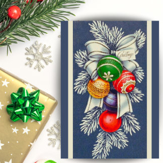 Cartão De Festividades Enfeites de natal Retroativos Vintage Personalizad