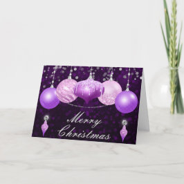 Cartão De Festividades Enfeites de Natal Roxo, Rosa e Prata