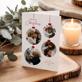 Cartão De Festividades Enfeites de natal Simples Moderno 4 Foto Dobrada
