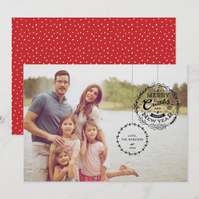 Cartão De Festividades Enfeites de natal Tipográfico 2 (Frente/Verso)