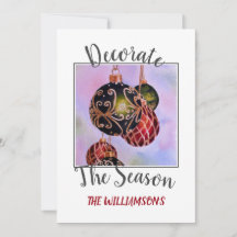 Enfeites de natal vermelhos e verdes com foto