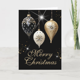 Cartão De Festividades Enfeites de Natal Vintage Ebony Dourado e Branco