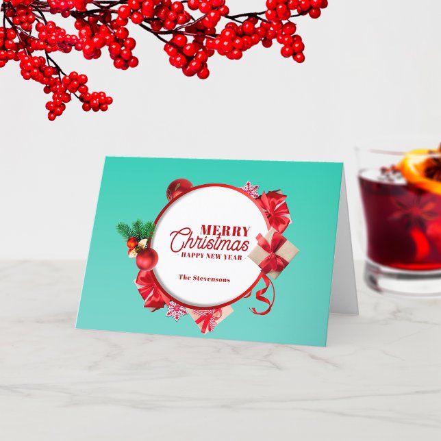 Cartão De Festividades Enfeites Elegantes de Festa Natal Ano Novo (Criador carregado)