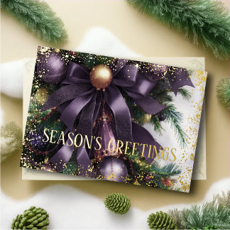 Cartão De Festividades Enfeites Fita de Cetim Evergreen Roxo Dourado