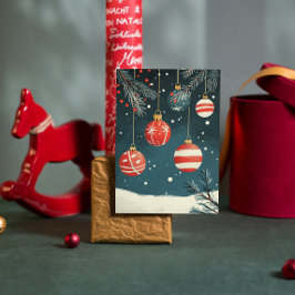 Cartão De Festividades Enfeites Pendurados Retro Vermelhos Brancos Xmas
