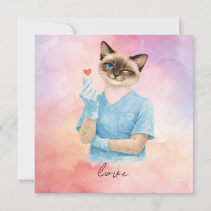 Cartão De Festividades Enfermeira Enviando Mini Coração com Amor