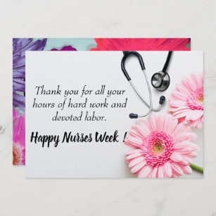 Cartão De Festividades Enfermeiras felizes Semana Rosa Daisy Floral