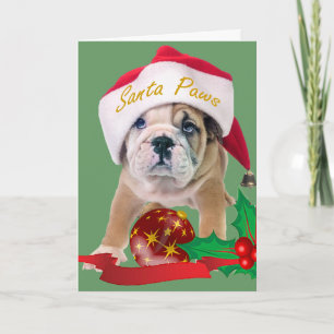 Cartão De Festividades English Bulldog Santa Paws Cards