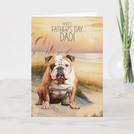 Cartão De Festividades English Bulldog Sunset Beach Father's Day