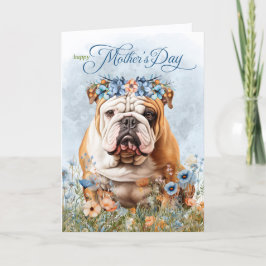 Cartão De Festividades English Bulldog Wildflowers Mother's Day