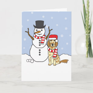 Cartão De Festividades English Setter and Snowman