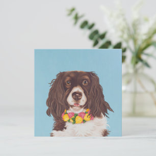 Cartão De Festividades English Springer com Colar de Lantana